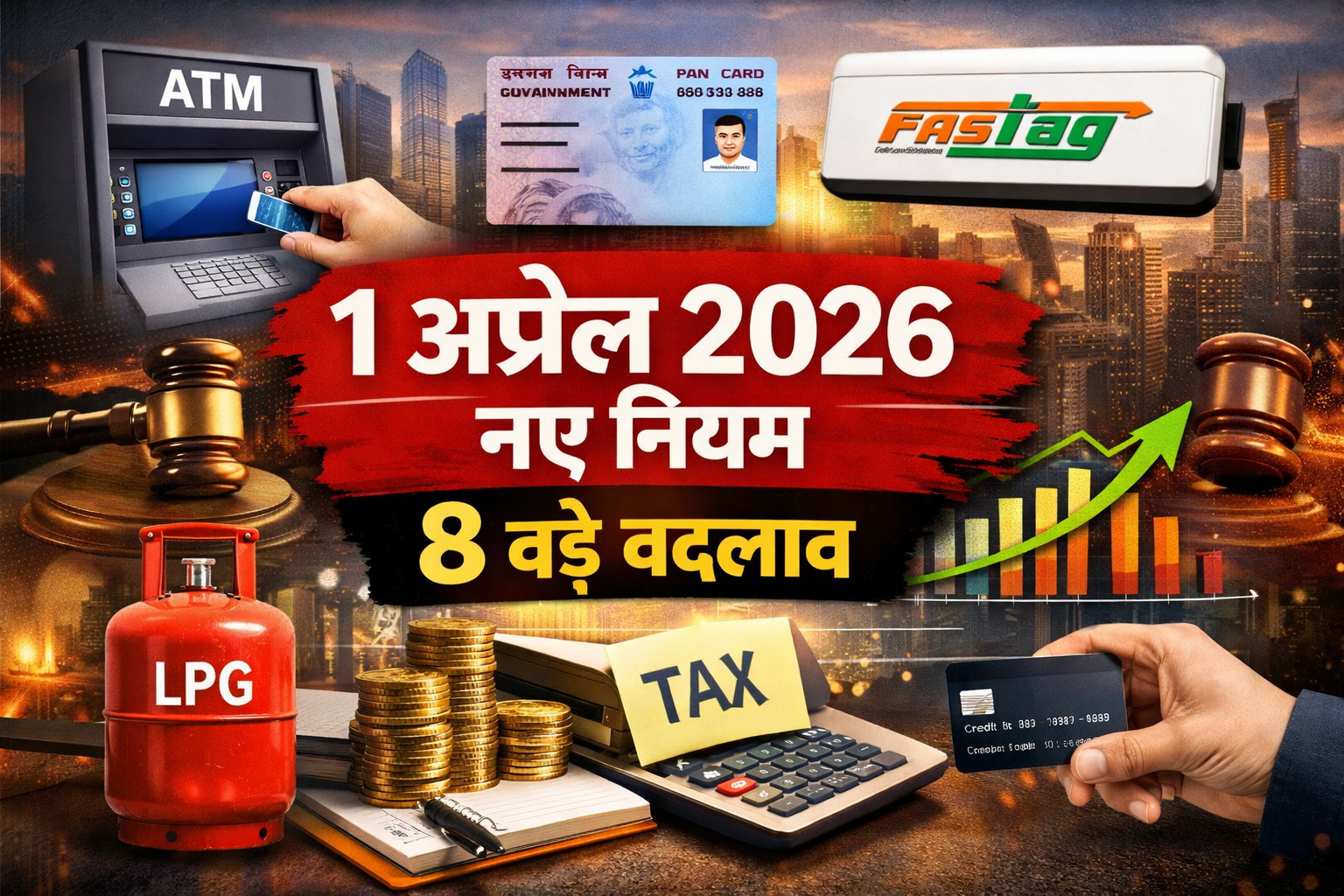 1 अप्रैल 2026 नए नियम ATM PAN FASTag LPG टैक्स 8 बड़े बदलाव