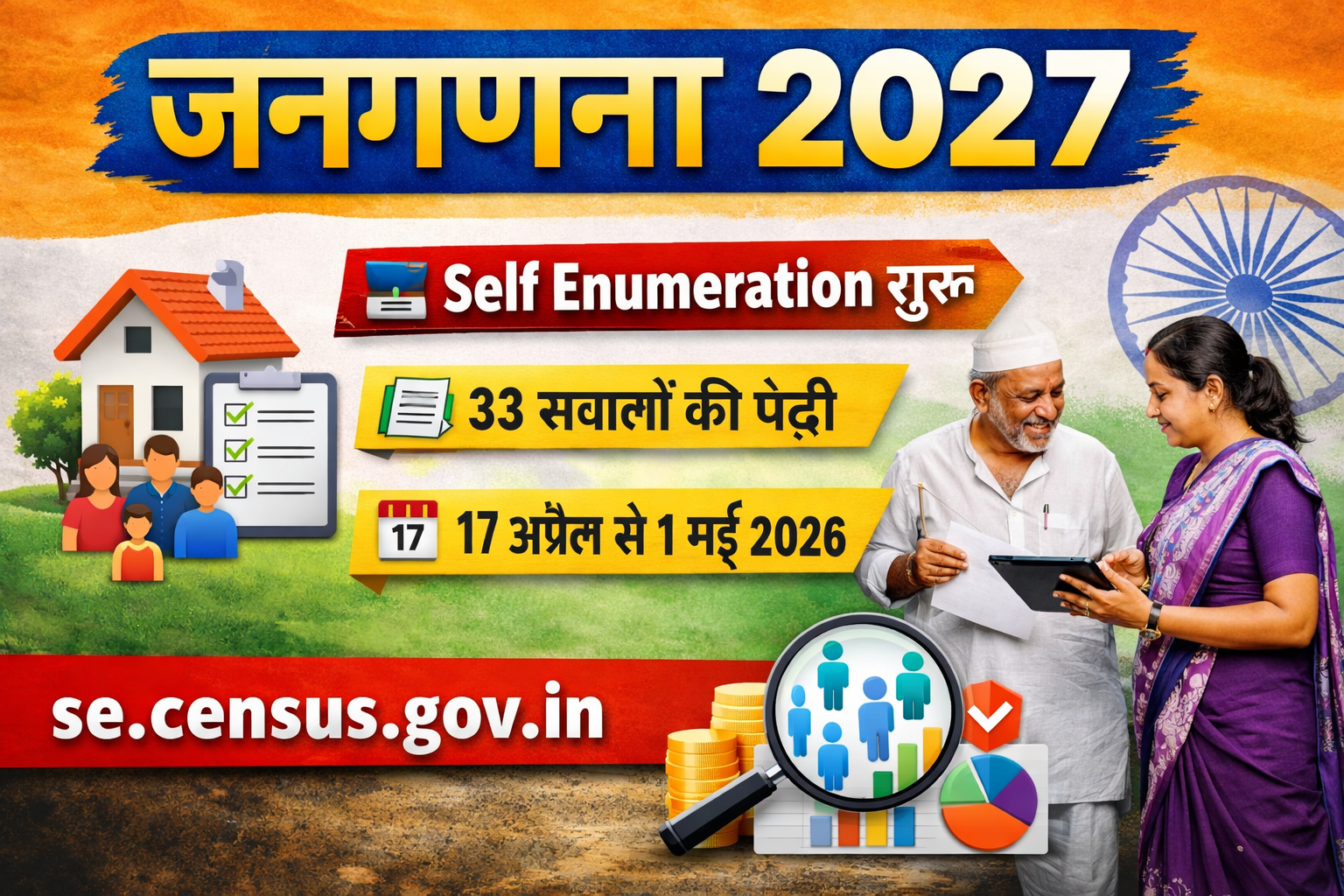 जनगणना 2027 सेल्फ एनुमरेशन प्रक्रिया और ऑनलाइन डेटा भरने की जानकारी
