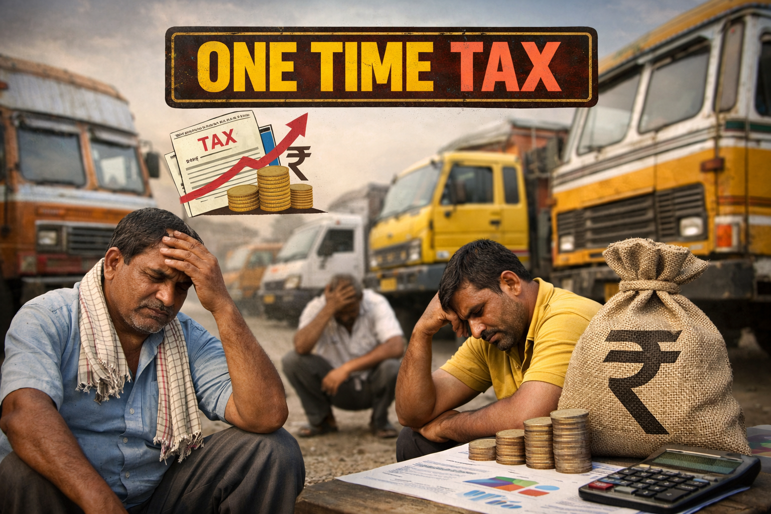 Commercial vehicle drivers worried about Commercial Vehicle One Time Tax financial burden in India