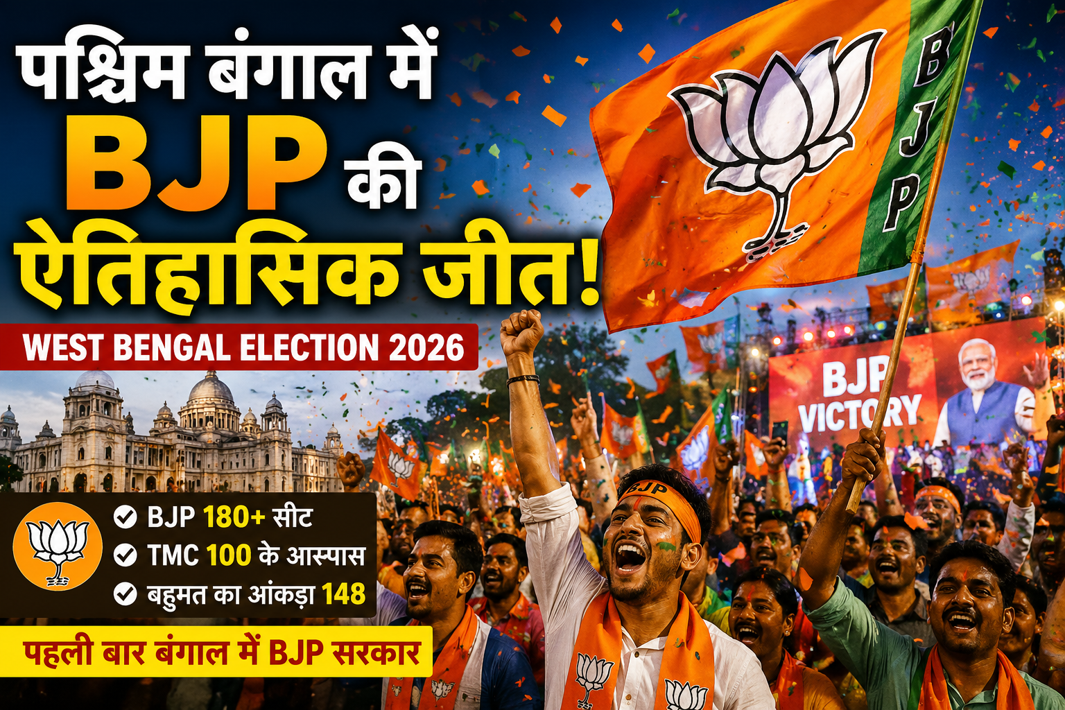 West Bengal BJP Victory 2026 supporters celebrating जीत