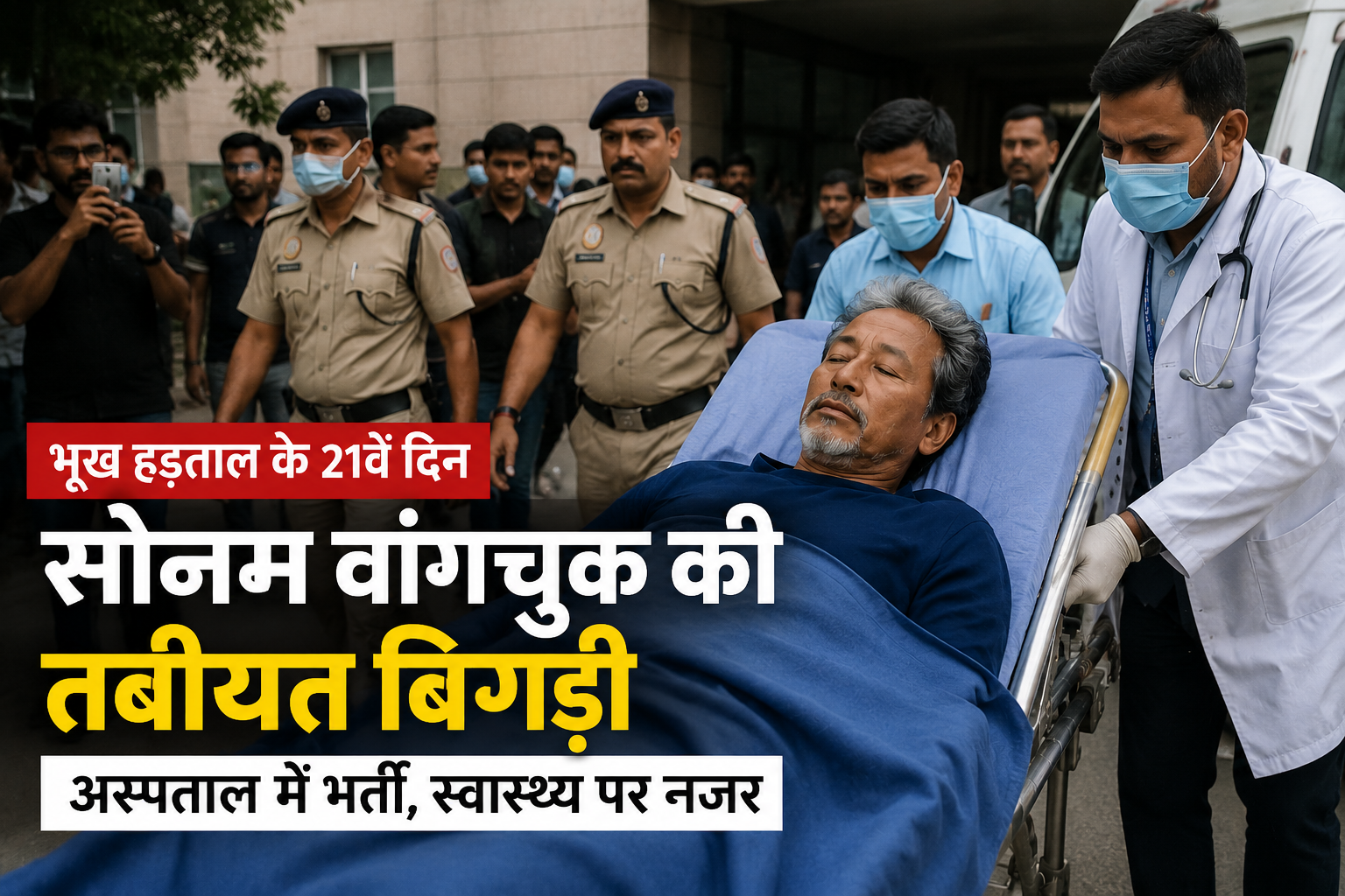 भूख हड़ताल के दौरान दिल्ली के अस्पताल में भर्ती सोनम वांगचुक