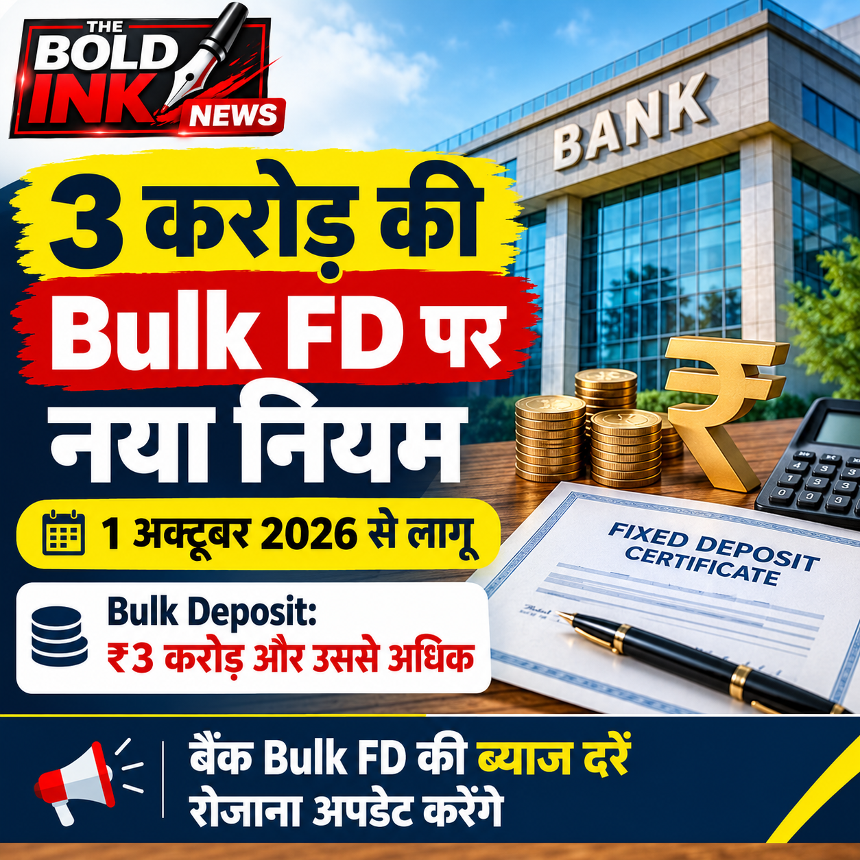 3 करोड़ Bulk FD नियम के तहत बैंक की Bulk FD और नई ब्याज दरों की जानकारी